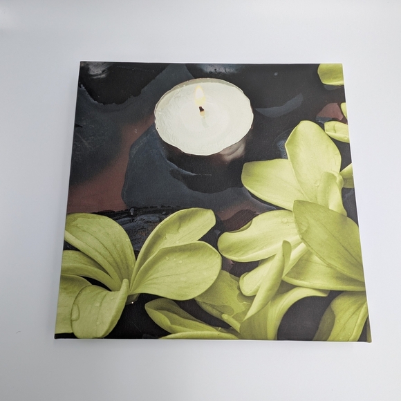Other - Floating Candle with Green Leaves Canvas Art